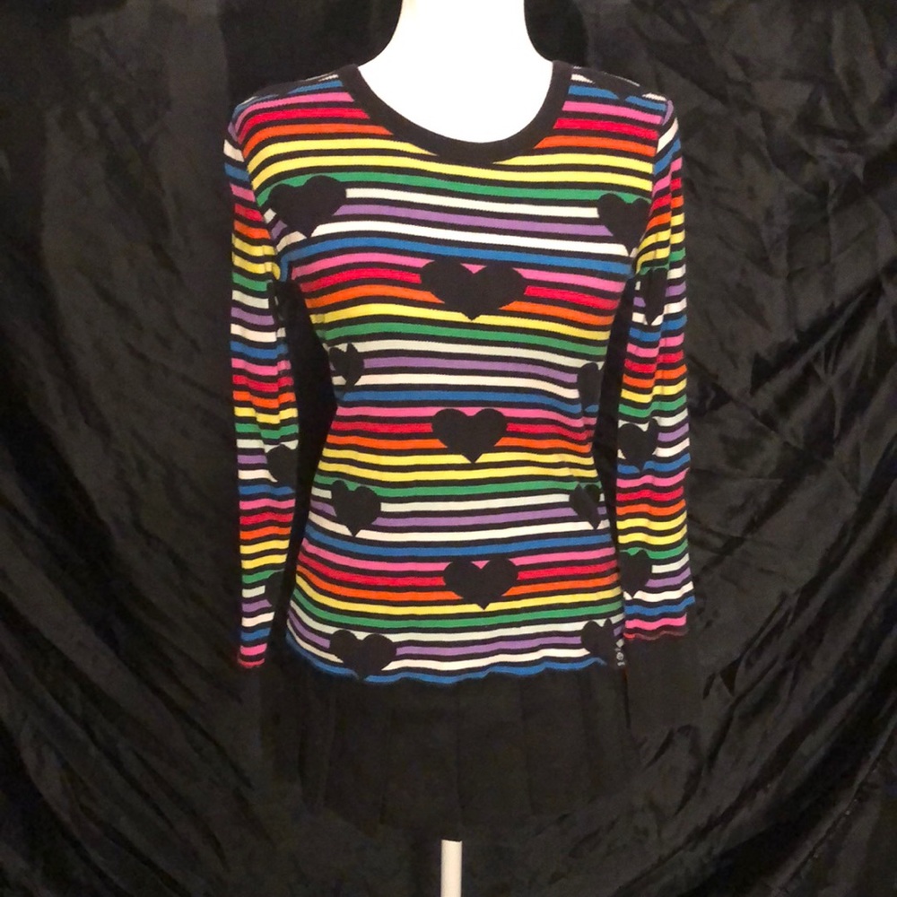 Victorias Secret Y2K Rainbow Heart Thermal Long Sleeve Shirt